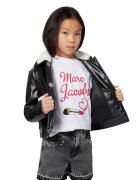Marc Jacobs Jacheta de piele ecologica cu garnituri de blana shearling sintetica - Negru/Alb murdar