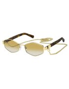 Marc Jacobs Ochelari de soare hexagonali cu lant detasabil - Auriu/Maro