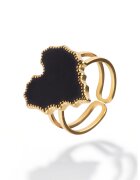 Marc Malone Inel cu enmail placat cu aur de 18K - Auriu/Negru