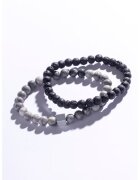 Marc Malone Set de bratari din margele - 2 piese - Negru/Gri/Argintiu