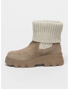 Marc O'Polo Ghete Chelsea de piele intoarsa cu segment din tricot - Maro taupe/Gri deschis melange