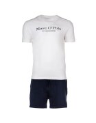 Marc O'Polo Pijama scurta cu logo - Alb/Albastru inchis