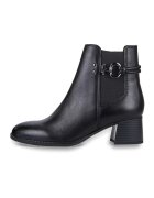 Marco Tozzi Botine de piele cu segment textil - Negru