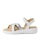 Marco Tozzi Sandale wedge din piele - Alb/Auriu/Argintiu