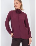 Marella Camasa din amestec de matase cu detaliu floral - Violet tyrian