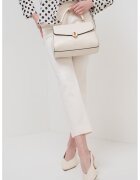 Marella Pantaloni crop cu talie inalta - Crem