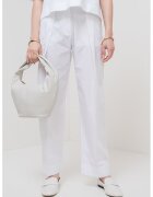 Marella Pantaloni drepti din amestec de bumbac - Alb optic