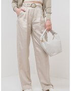 Marella Pantaloni drepti din amestec de in - Bej deschis