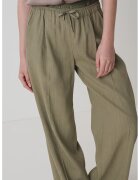 Marella Pantaloni evazati cu banda logo in talie - Verde sparanghel