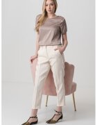 Marella Pantaloni plisati din amestec de in - Crem