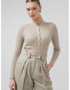 Marella Pulover slim fit cu striatii si fenta cu nasturi Lazise - Auriu/Kaki