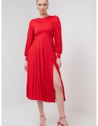 Marella Rochie cu pliuri si maneci lungi Redy - Rosu