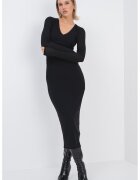 Marella Rochie lunga cambrata cu decolteu in V - Negru