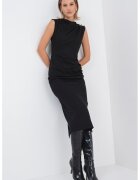 Marella Rochie midi cu fronseuri si detalii metalice - Auriu/Negru