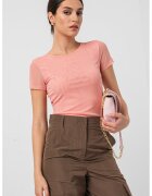 Marella Tricou uni cu decolteu la baza gatului - Roz somon