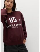 Marks & Spencer Bluza de trening cu croiala lejera si imprimeu text - Maro cognac/Alb optic