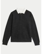 Marks & Spencer Bluza de trening cu guler clasic contrastant - Gri antracit