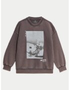Marks & Spencer Bluza de trening cu imprimeu si maneci cazute - Violet prafuit