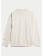 Marks & Spencer Bluza de trening din bumbac cu decolteu la baza gatului - Alb murdar