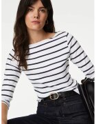 Marks & Spencer Bluza slim-fit cu maneci 3/4 - Alb/Negru