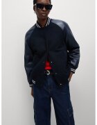 Marks & Spencer Jacheta bomber cu segmente din fleece - Albastru ultramarin