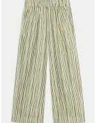 Marks & Spencer Pantaloni drepti din amestec de in - Alb/Maro/Verde pal