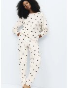 Marks & Spencer Pijama cu aspect de catifela cu model - Negru/Alb optic