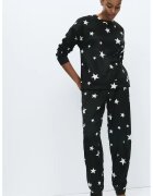 Marks & Spencer Pijama cu aspect de catifela cu model - Negru/Negru stins/Alb optic