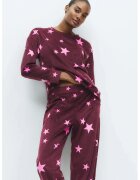 Marks & Spencer Pijama cu aspect de catifela cu model - Violet tyrian/Roz