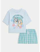 Marks & Spencer Pijama cu imprimeu desen animate - Albastru pastel/Alb optic/Albastru glaciar