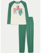 Marks & Spencer Pijama cu imprimeu si maneci raglan - Rosu/Verde/Alb fildes