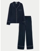 Marks & Spencer Pijama cu pantaloni lungi si nasturi - Bleumarin