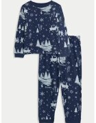 Marks & Spencer Pijama de bumbaccu Frozen - Albastru glaciar/Bleumarin