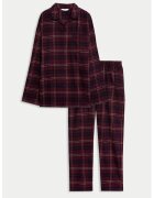 Marks & Spencer Pijama din bumbac cu model in carouri - Visiniu/Bleumarin