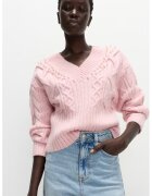 Marks & Spencer Pulover cu decolteu in V si model torsade - Roz pal