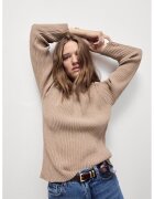 Marks & Spencer Pulover cu striatii si decolteu la baza gatului - Maro nisip