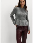 Marks & Spencer Pulover slim fit cu peplum - Gri melange