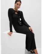 Marks & Spencer Rochie midi striata cu maneci lungi si decolteu rasucit - Negru