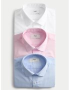 Marks & Spencer Set de camasi din amestec de bumbac - 3 piese - Alb/Roz/Albastru