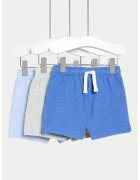 Marks & Spencer Set de pantaloni scurti si snur - 3 perechi - Albastru pastel/Albastru royal/Gri deschis melange