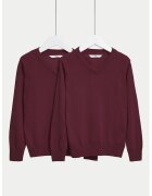 Marks & Spencer Set de pulovere tricotate fin - 2 piese - Visiniu