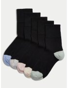 Marks & Spencer Set de sosete lungi - 5 perechi - Negru/Roz/Albastru