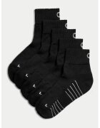 Marks & Spencer Set de sosete scurte cu amortizare - 5 perechi - Alb/Negru