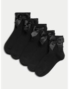 Marks & Spencer Set de sosete scurte cu funde - 5 perechi - Negru