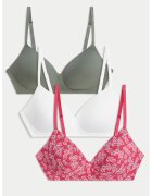 Marks & Spencer Set de sutiene cu burete - 3 piese - Rosu/Alb/Verde feriga