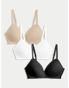 Marks & Spencer Set de sutiene fara sustinere metalica - 3 piese - Alb/Negru/Bej