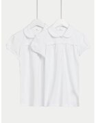 Marks & Spencer Set de tricouri polo cu guler rotund - 2 piese - Alb optic