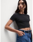 Marks & Spencer Tricou crop cu decolteu la baza gatului - Negru