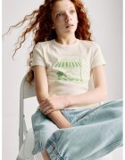 Marks & Spencer Tricou cu imprimeu si decolteu la baza gatului - Verde/Bej