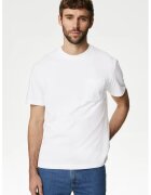 Marks & Spencer Tricou de bumbac cu buzunar aplicat pe piept - Alb